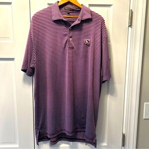 Peter Millar Summer Comfort Striped Maroon Purple Polo Size L